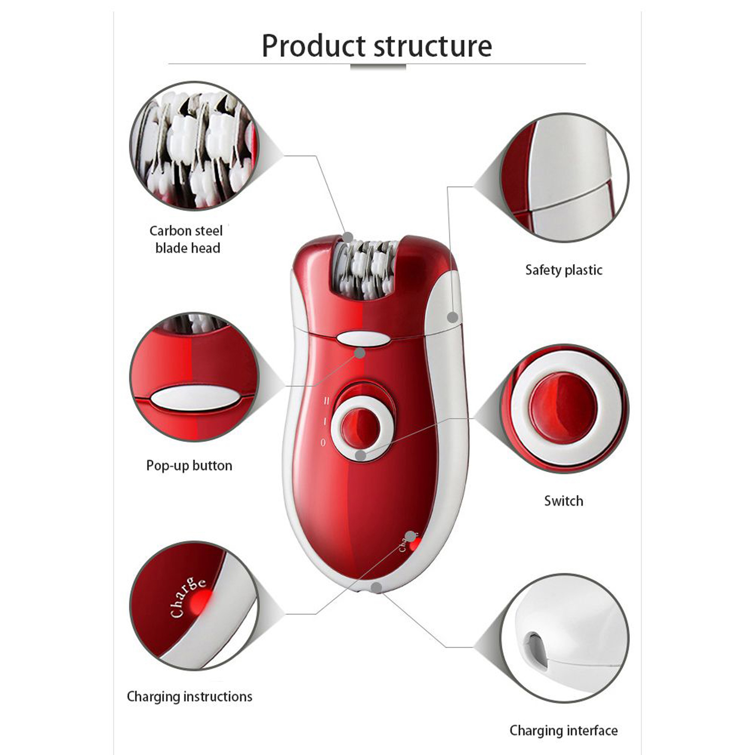 Kemei KM-3068 - Rechargeable 3-in-1 Epilator Hair Removal Device for Women - Electric Shaver & Trimmer Set with Multiple Heads, Smooth Skin Care Tool for Face, Arms, Legs & Sensitive Areas - Image 12