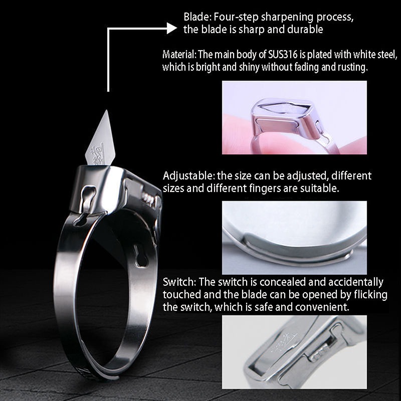 Stainless Steel Self-Defense Ring with Hidden Blade - Adjustable Mini Knife Ring for Personal Safety - Wearable Concealed Protection Tool for Men & Women - Image 5