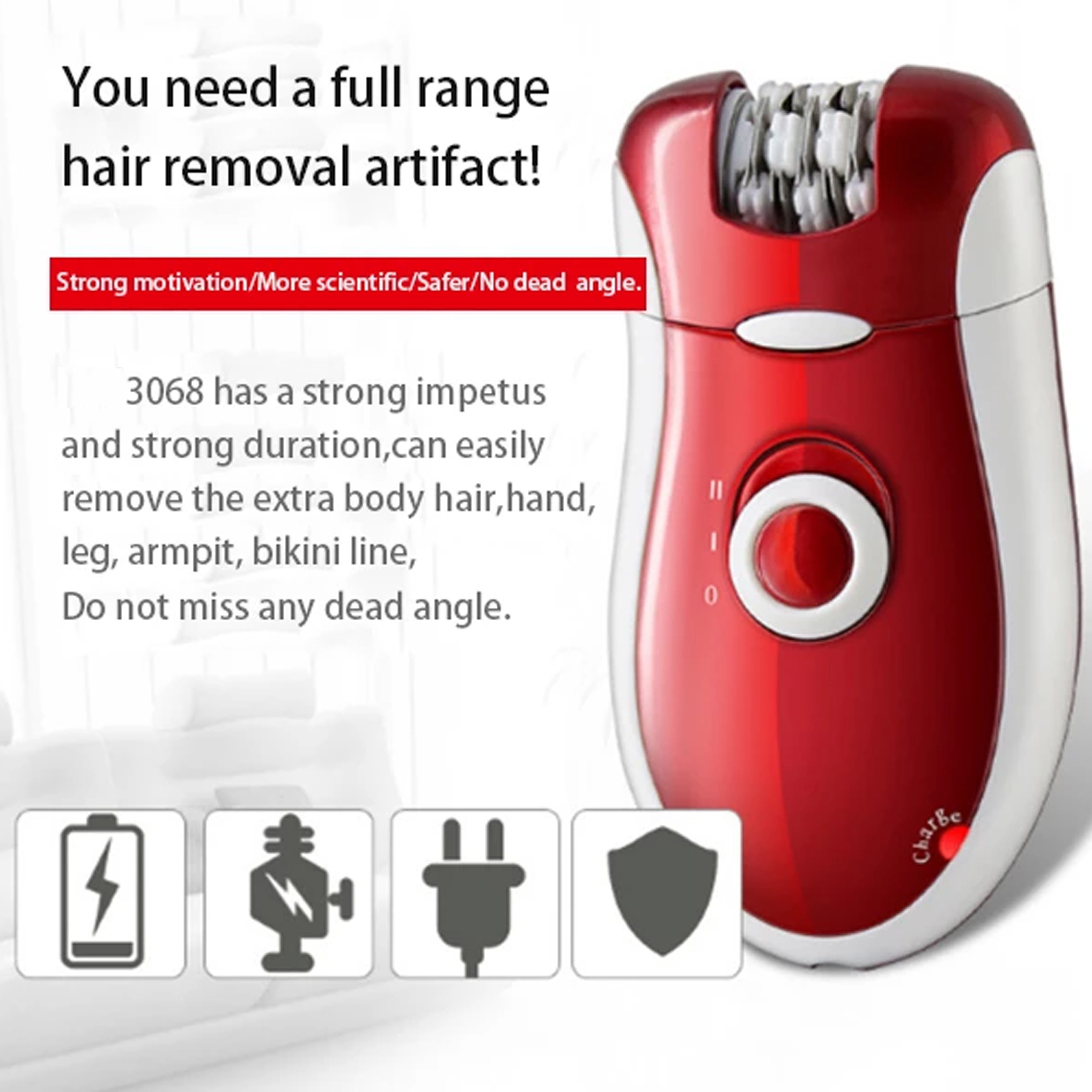 Kemei KM-3068 - Rechargeable 3-in-1 Epilator Hair Removal Device for Women - Electric Shaver & Trimmer Set with Multiple Heads, Smooth Skin Care Tool for Face, Arms, Legs & Sensitive Areas - Image 13
