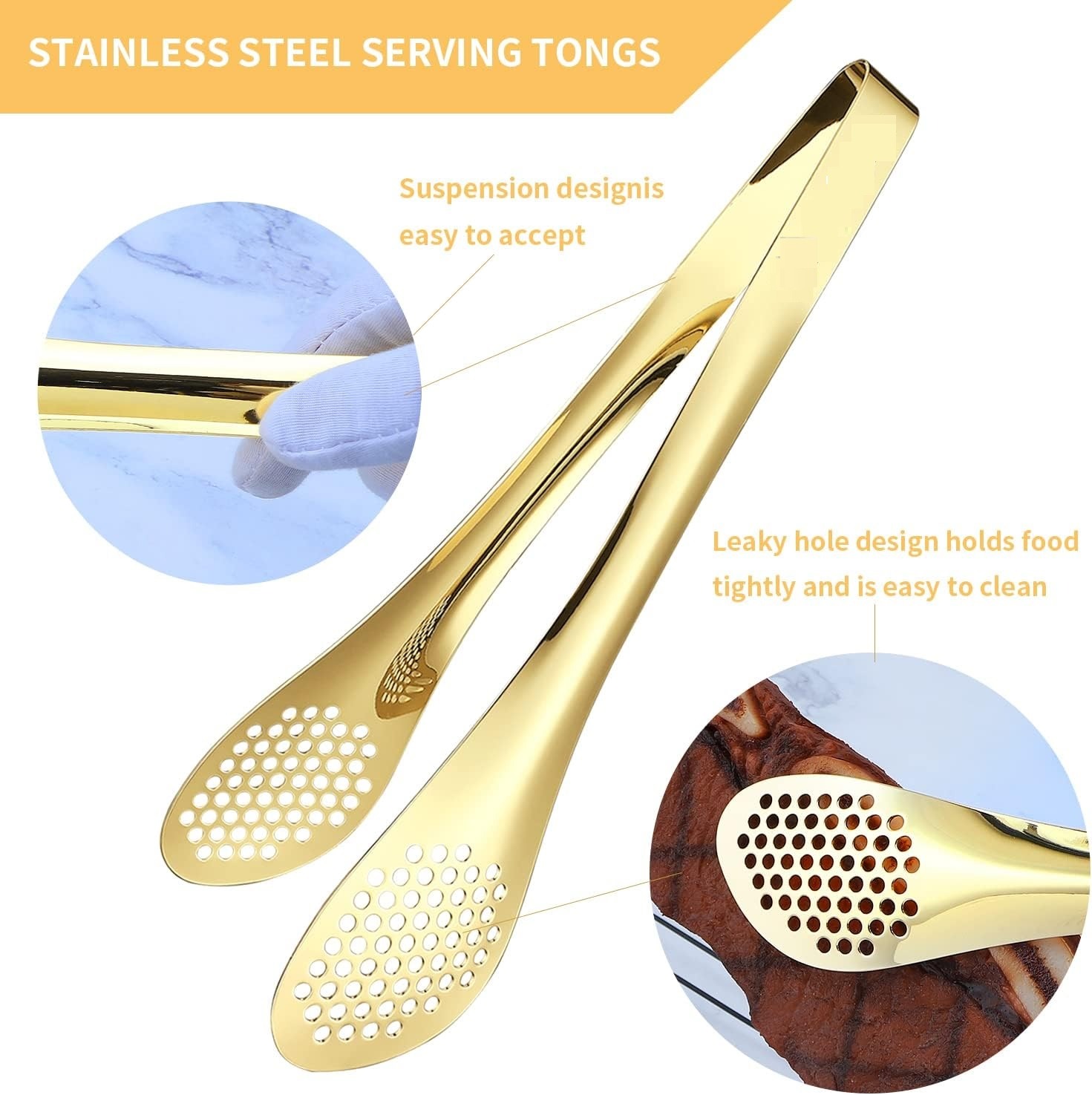 Mini Stainless Steel Food Serving Tong - 6 Inch Strainer Tong with 28-Hole Flat Head for Salad, Ice Cubes, Pastries, Frying & Tea - Image 8