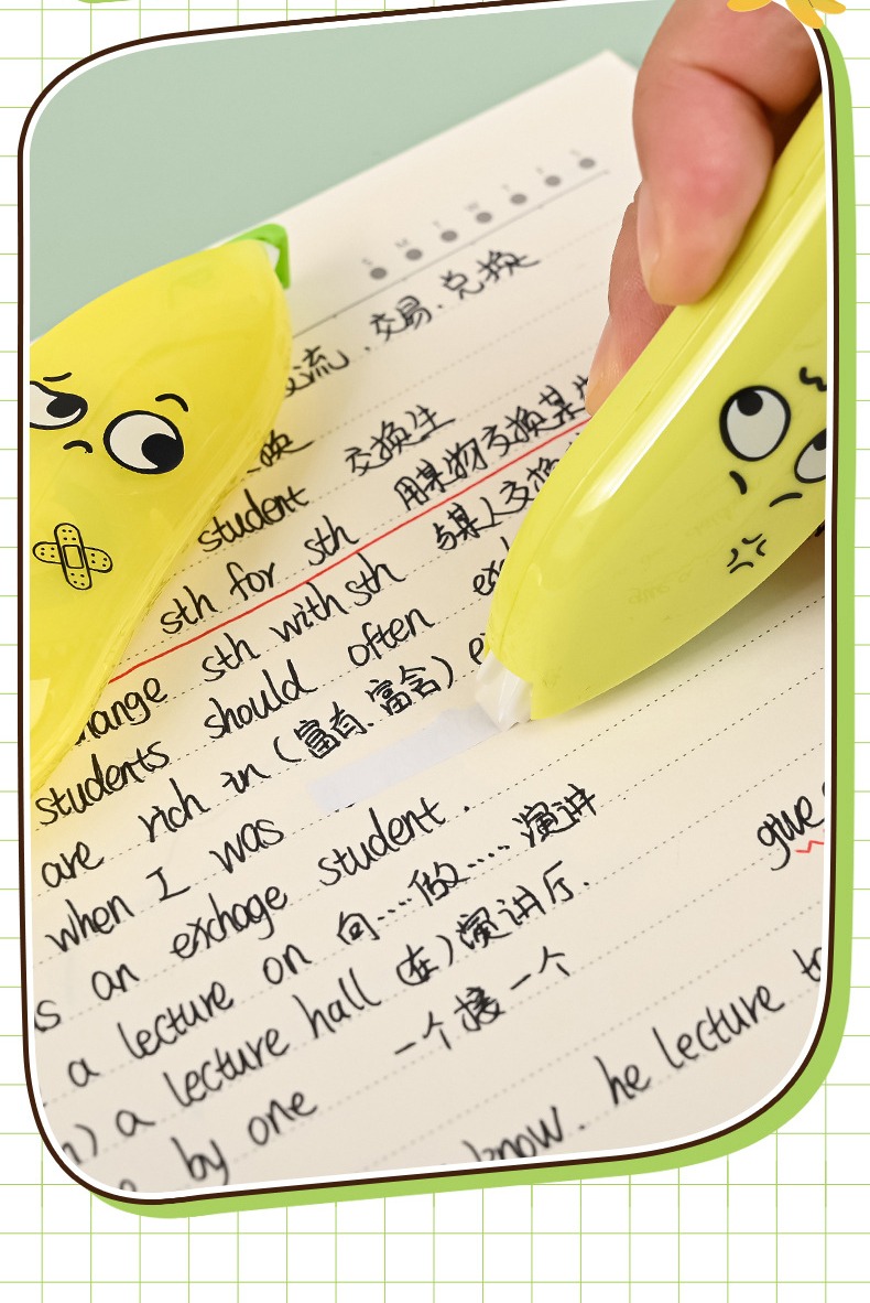 Banana Shaped Correction Tape - Fun & Portable Eraser Tool for Paper, Labels, and More - 14cm - Image 9