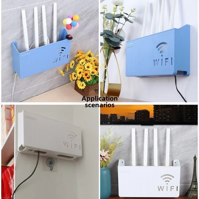 WiFi Router Shelf & Cable Organizer - Wall-Mount ABS Plastic Storage Box for Routers, Power Strips & Cables (Random Colors) - Image 3