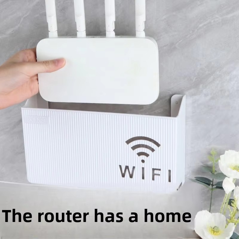 WiFi Router Shelf & Cable Organizer - Wall-Mount ABS Plastic Storage Box for Routers, Power Strips & Cables (Random Colors) - Image 2