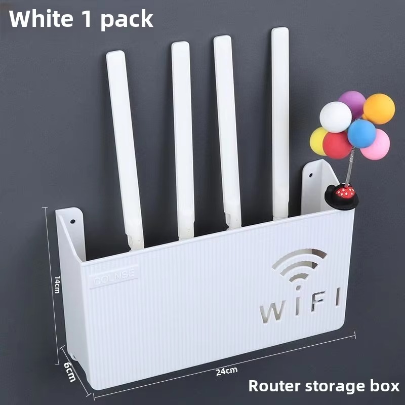 WiFi Router Shelf & Cable Organizer - Wall-Mount ABS Plastic Storage Box for Routers, Power Strips & Cables (Random Colors) - Image 4