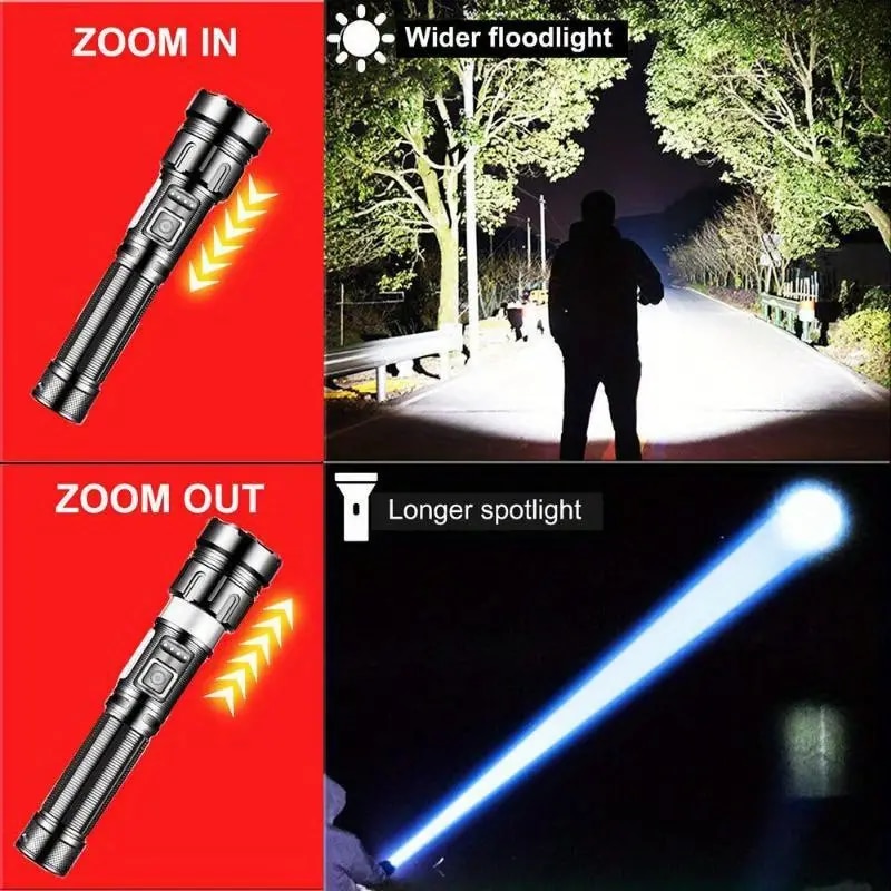 Portable LED flashlight, 3 light intensity modes, USB, - Image 8