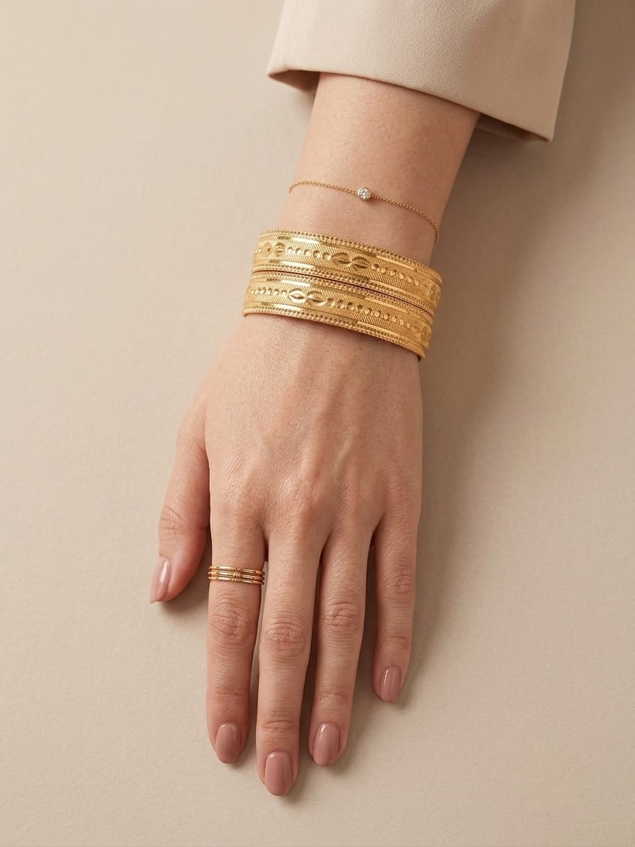 Royal Mughal Gold Plated Bangles – Set of 2
