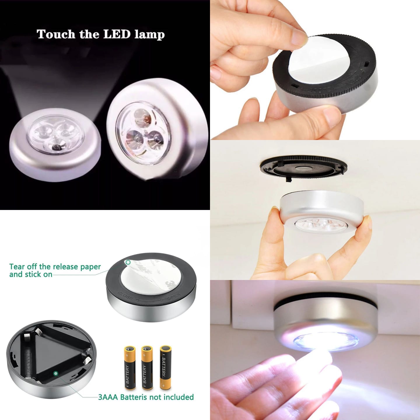 Mini Wireless 3 LED Push Touch Light – Stick-On
