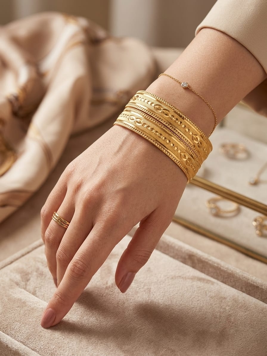Royal Mughal Gold Plated Bangles – Set of 2