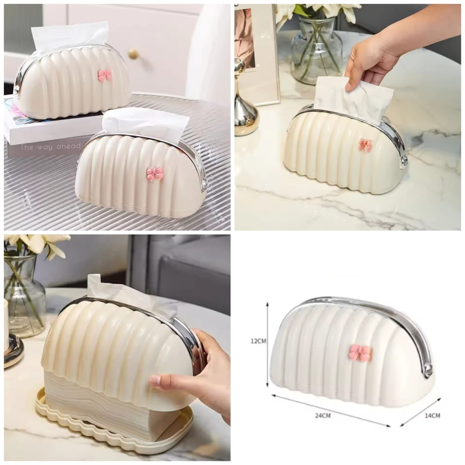 Decorative Shell Tissue Box Case – Modern Napkin Holder