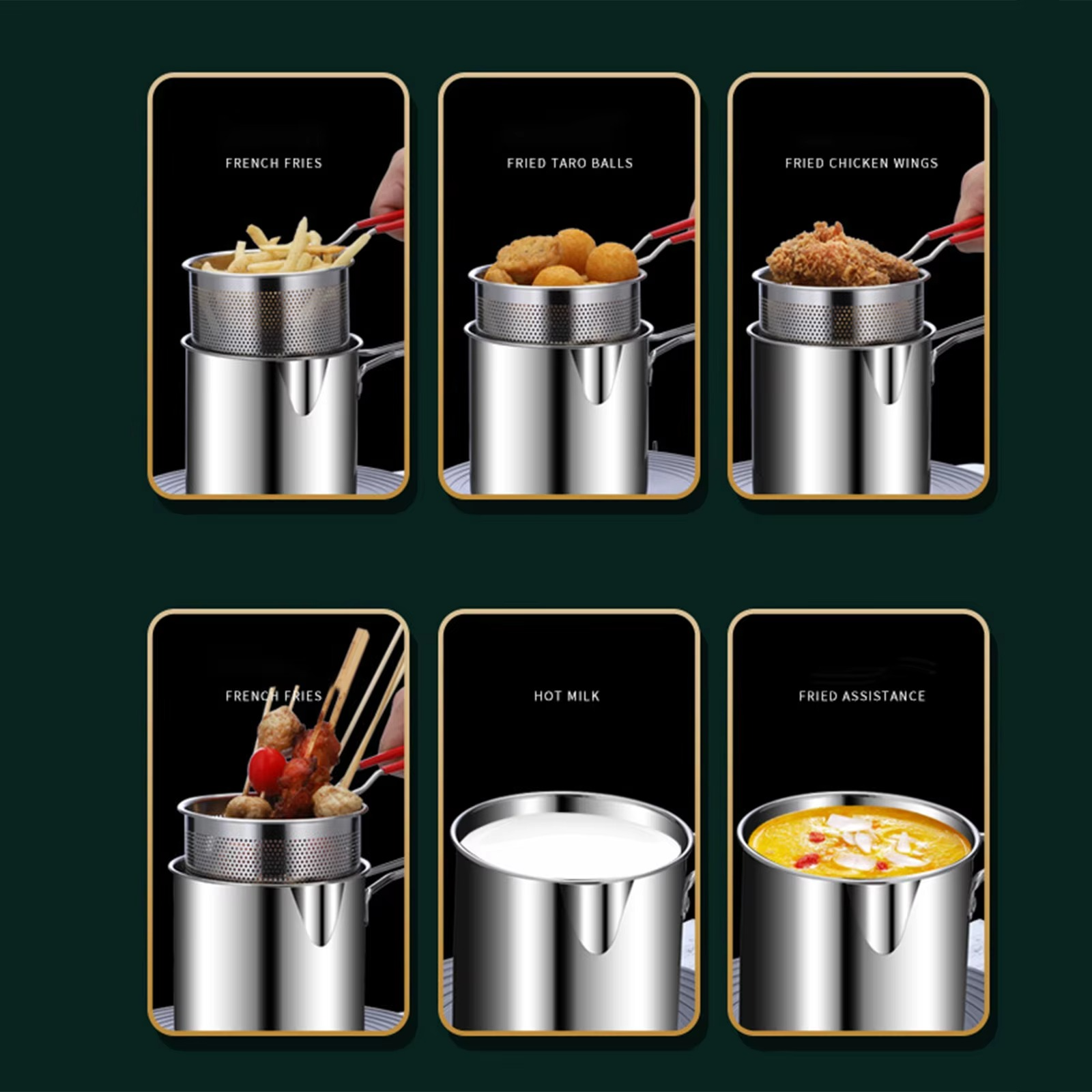 Stainless Steel Deep Fryer Pot with Strainer Basket - Image 2