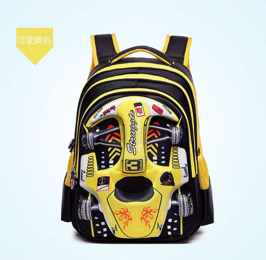 Car Design Primary School Backpack for Boys - Image 4