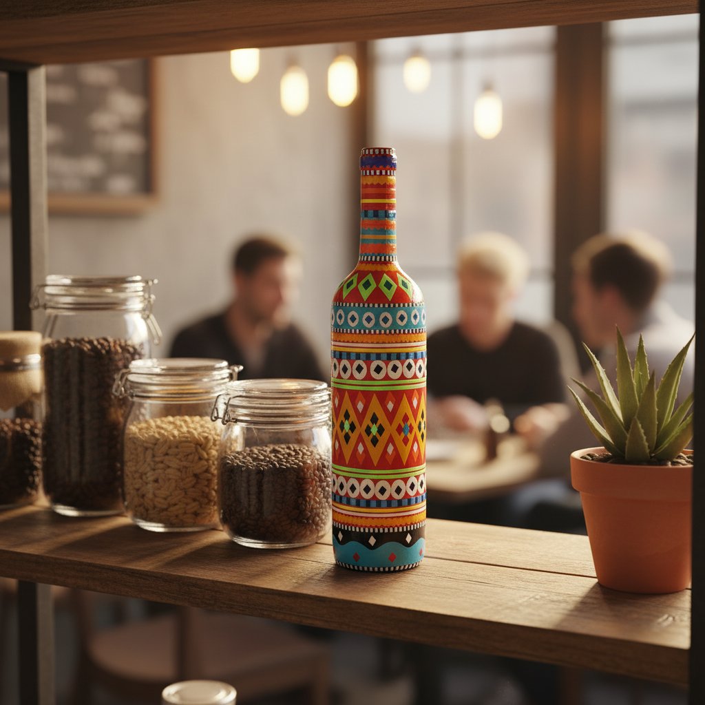 Truck Art Decorative Glass Bottle Vase 750ml - Image 2