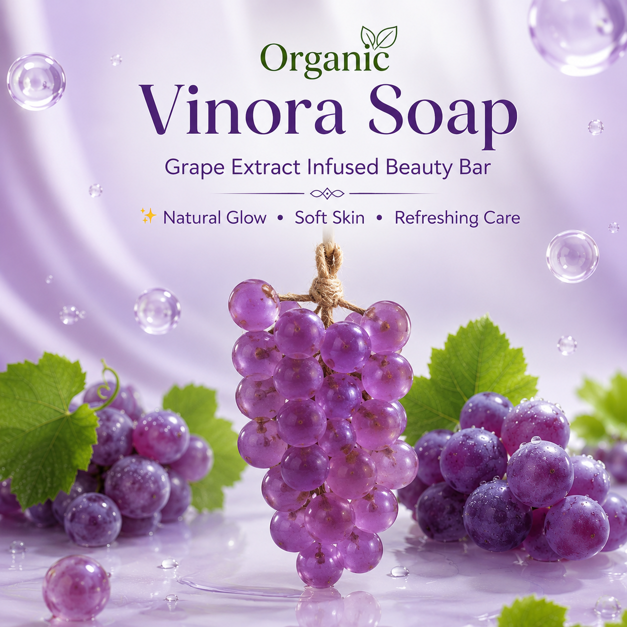Vinora Grape Extract Glow Soap – Handmade Beauty Bar