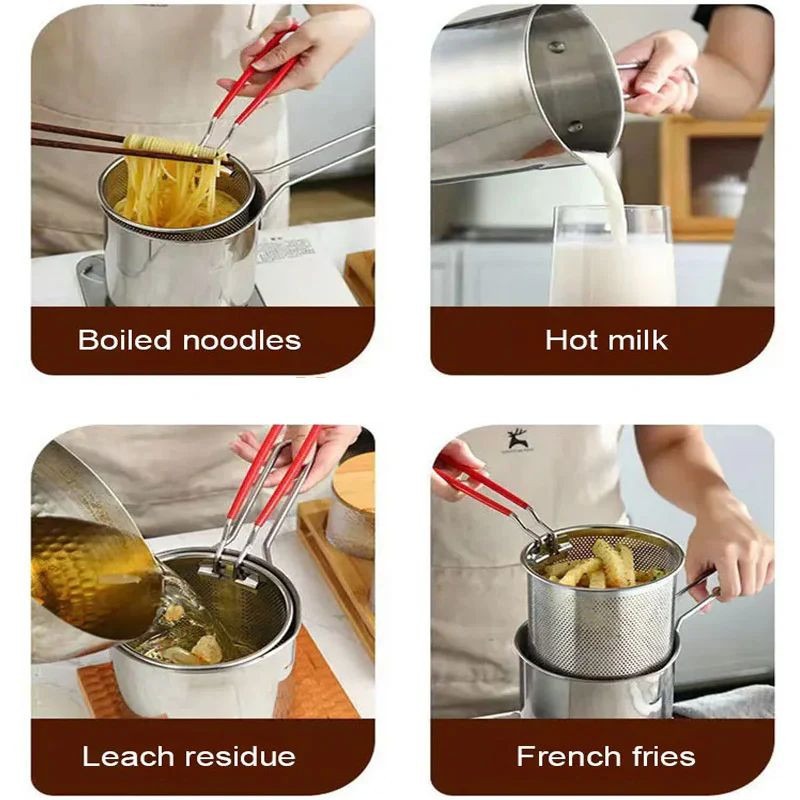 Stainless Steel Deep Fryer Pot with Strainer Basket - Image 4