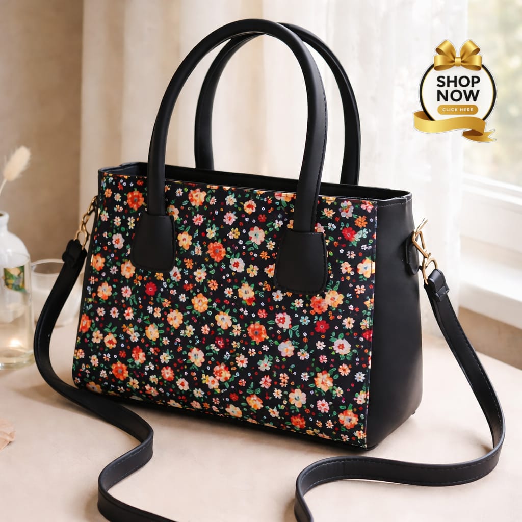Women's Floral Print Shoulder Bag with Detachable Strap - Image 3