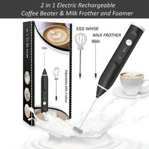 2-in-1 USB Rechargeable Coffee Beater, Milk Frother & Egg Whisk