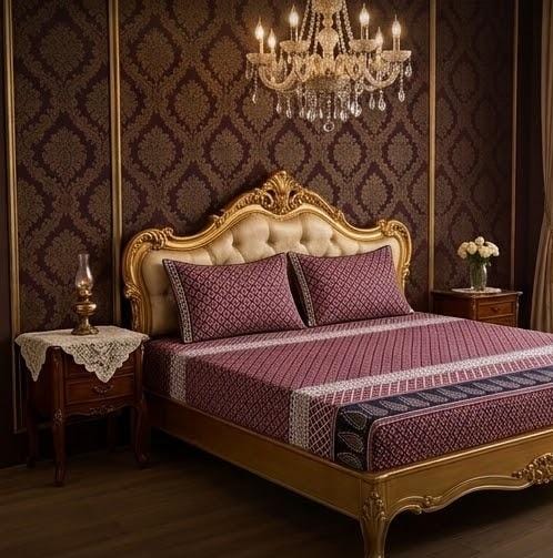 3D Crystal Cotton 3-Piece Double Bedsheet Set with 2 Pillow Covers