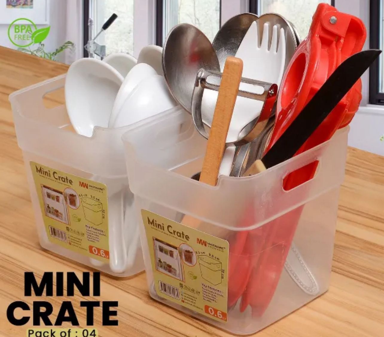 4-Piece Refrigerator Storage Crate Set – 0.6L Each - Image 4