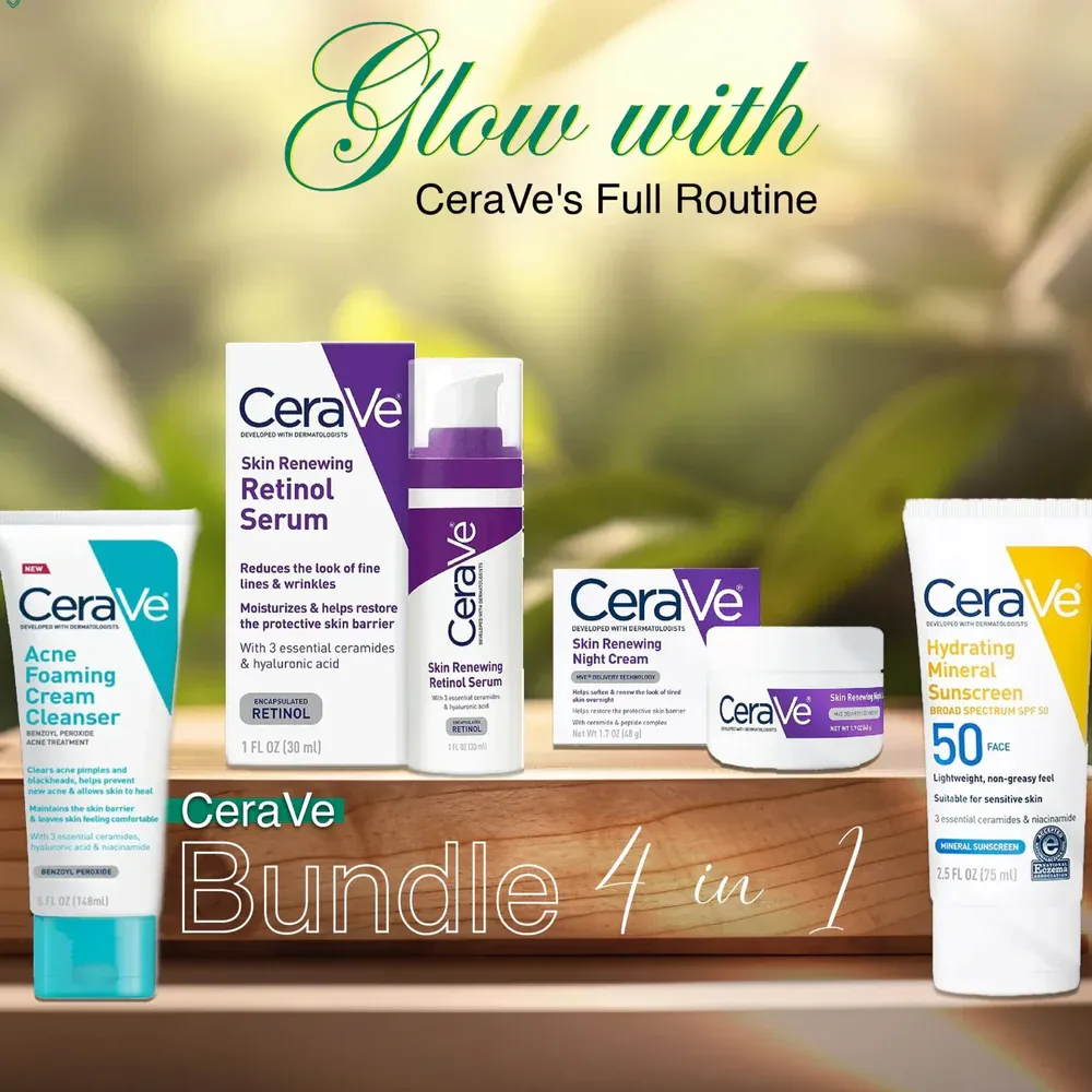 CeraVe 4-in-1 Skincare Kit – Cleanser, Serum, Night Cream & Sunscreen - Image 3