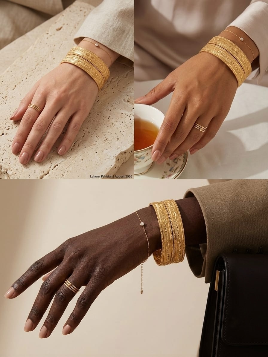 Royal Mughal Gold Plated Bangles – Set of 2