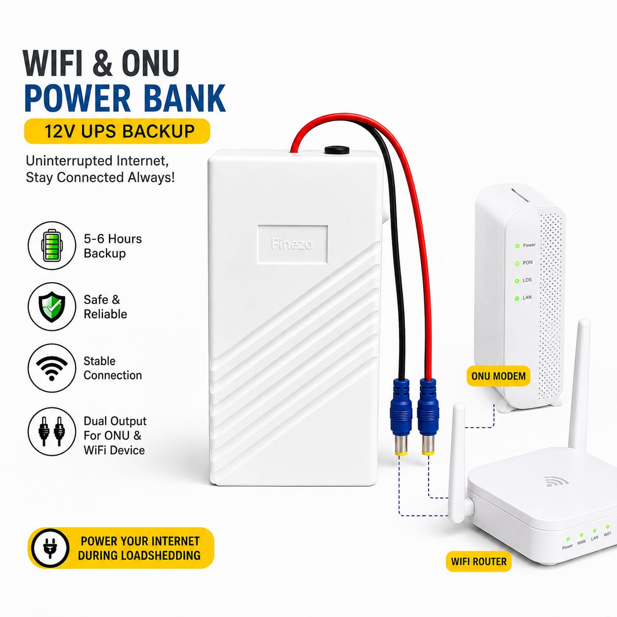 Finezo WiFi Router Power Bank 12000mAh