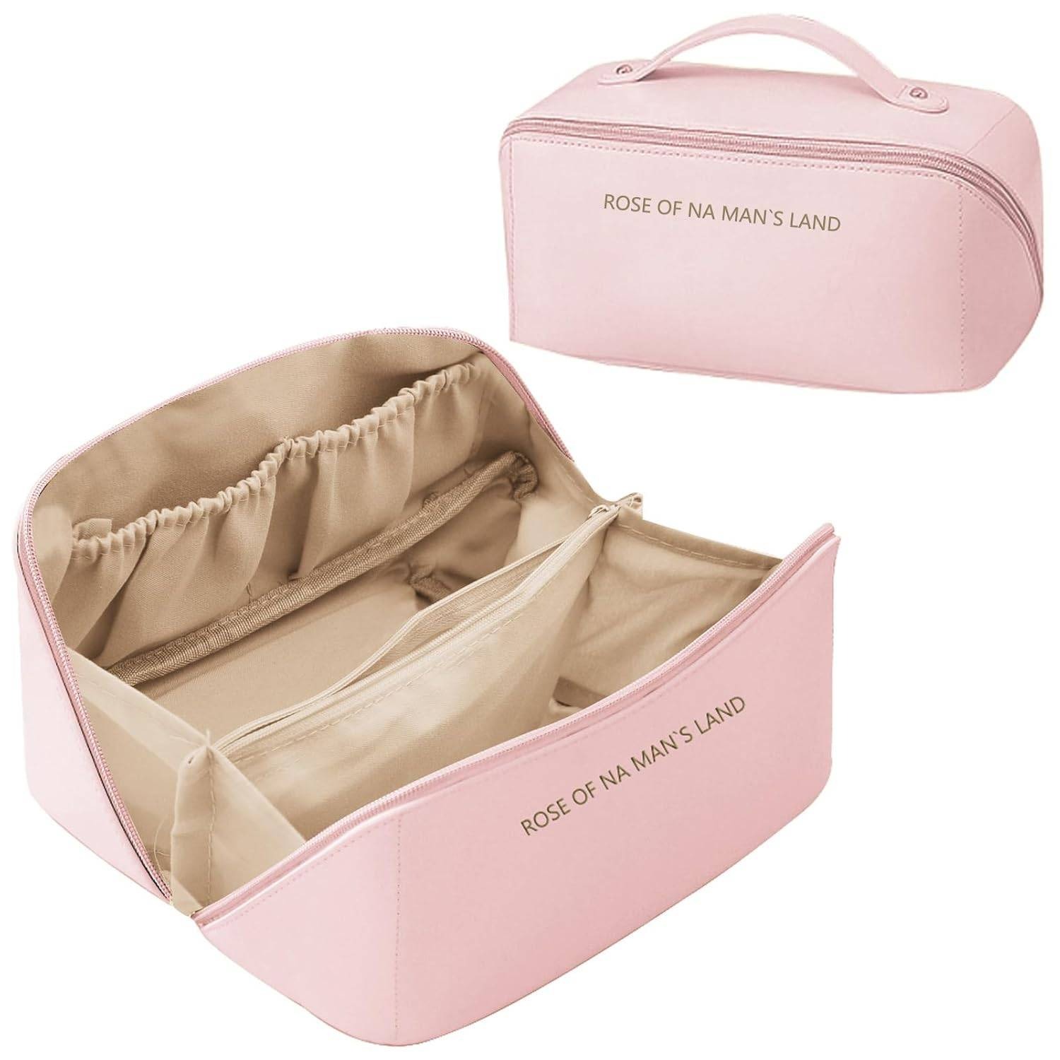 Large Leather Travel Cosmetic Bag – Zipper Organizer - Image 2