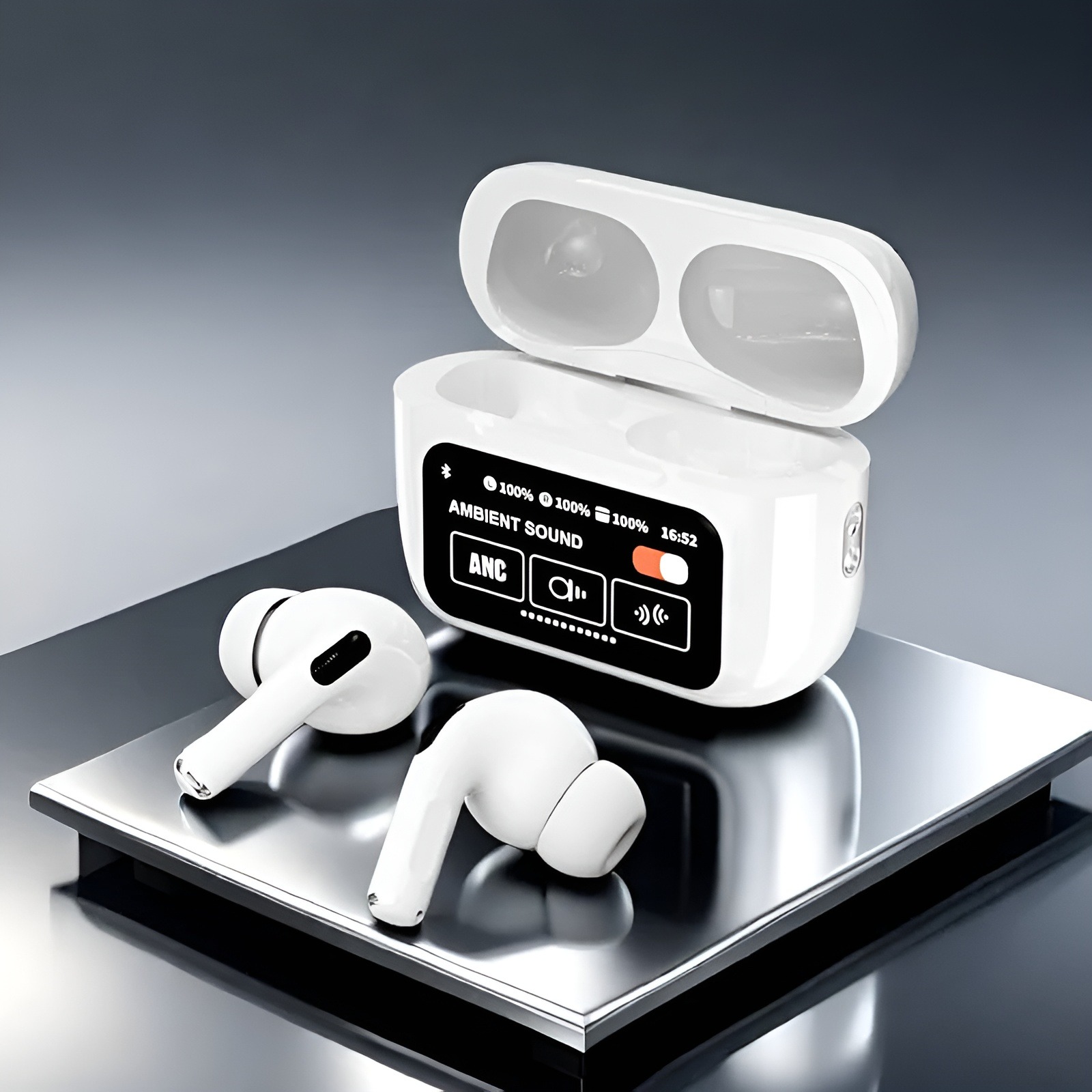 A9 Pro ANC Wireless Earbuds with Touchscreen Charging Case - Image 2