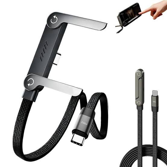 240W USB-C to USB-C Fast Charging Cable with Foldable Stand - Image 3